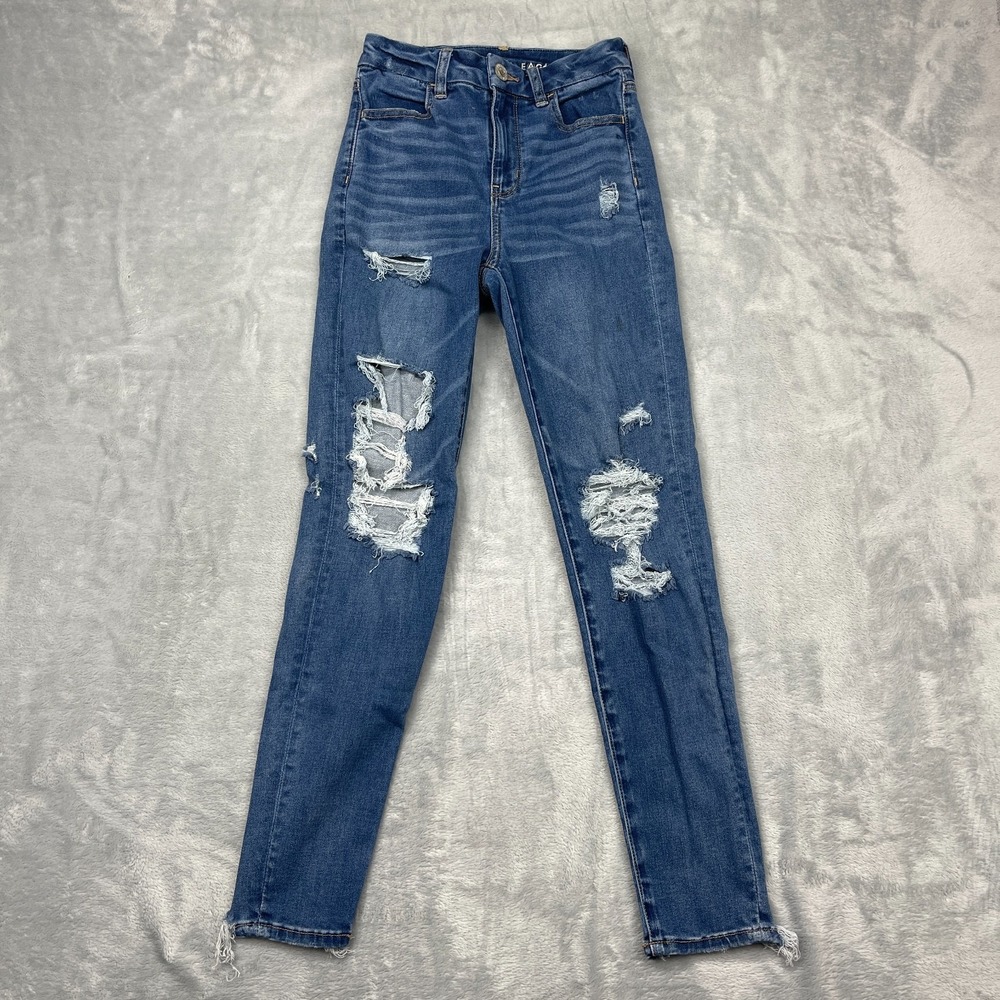 American Eagle Jegging Jeans Womens 0 (24x27) Blue Next Level Stretch Skinny Leg